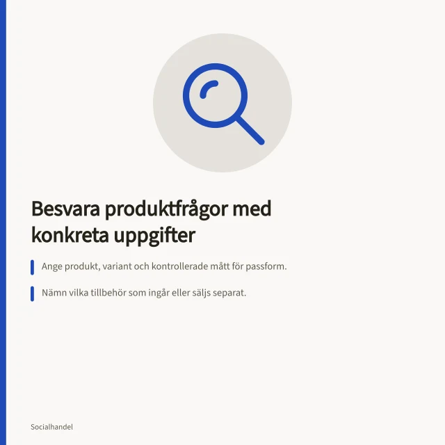 Besvara produktfrågor med konkreta uppgifter: Ange produkt, variant och kontrollerade mått för passform.; Nämn vilka tillbehör som ingår eller säljs separat.; Säg vad som återstår att kontrollera och hur kunden får besked. Besvara produktfrågor med konkreta uppgifter